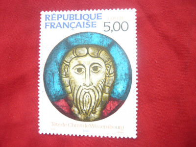 Serie 1 valoare Franta 1990 - Pictura Religioasa de Wissembourg ,stampilat foto