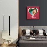 Tablou pe panza canvas personalizat cu poza in forma de inima si text Te Iubesc
