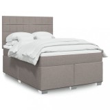 VidaXL Pat box spring cu saltea, gri taupe, 140x200 cm, textil 3290487
