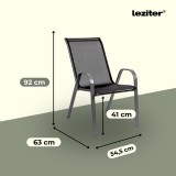 Set mobilier de gradina Leziter Arlon 4+1 negru, masa cu sticla securizata
