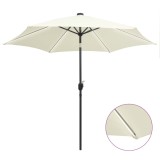 vidaXL Umbrelă de soare cu LED-uri, st&acirc;lp aluminiu, alb nisipiu, 300cm 47361