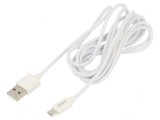 Cablu USB 2.0 A la Micro B 2m Alb 480Mbps
