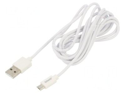Cablu USB 2.0 A la Micro B 2m Alb 480Mbps foto