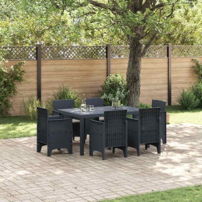 vidaXL Set de masă pentru grădină 7 pcs Antracit Ratan Polt 3378553 foto