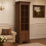 Vitrina living VMW1, 2 usi, 4 polite, Pal melaminat, cu insertii MDF, Nuc