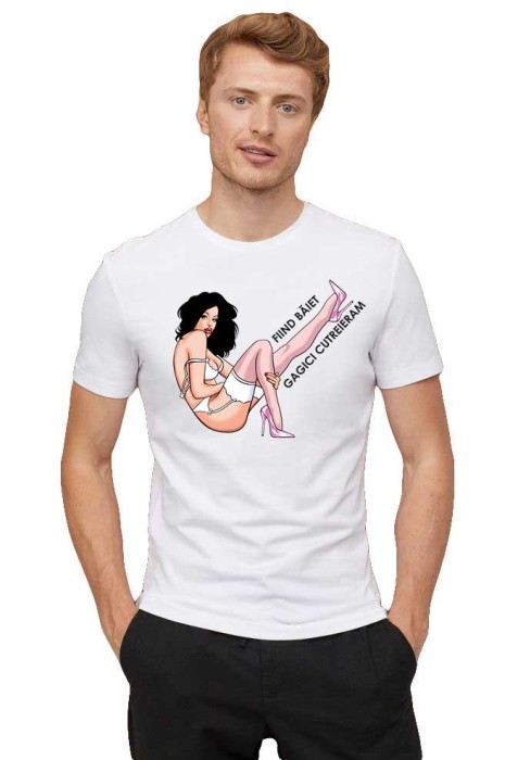 Tricou barbati alb - Fiind Baiet Cutreieram - L