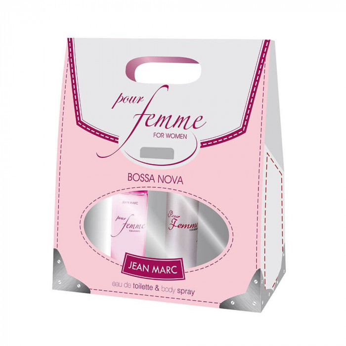 Set Cosmetice Femei JEAN MARC Pour Femme, Parfum 50 ml si Spray Deodorant de Corp 75 ml, Set Cadou Cosmetice pentru Ingrijire Corporala Femei, Set Cad