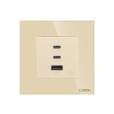 Cumpara ieftin Priza USB Fast Charge 65W cu 2 x USB-C, USB-A si rama din sticla Luxion