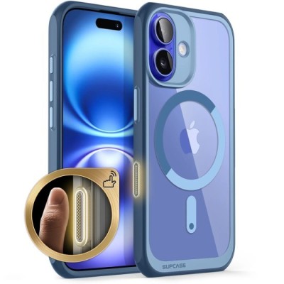 Husa pentru iPhone 16 - Supcase Unicorn Beetle Slim Clear MagSafe - Azure foto