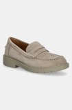 Geox mocasini din piele intoarsa D SPHERICA EC1 femei, culoarea bej, cu toc plat, D25QRA 00022 C5004