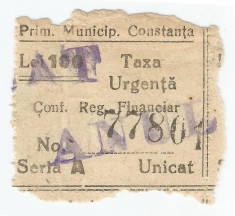Romania, lot 39 timbre fiscale, taxa Urgen?a, timbru local Constan?a, obl. foto