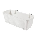 Jardiniera din plastic Ratolla, cu suport, pentru balustrada, cu sistem auto-udare, interior / exterior, dreptunghiulara, alb, 4