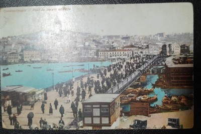 Carte postala, Constantinopole, Pond de Galata et Pera, color foto