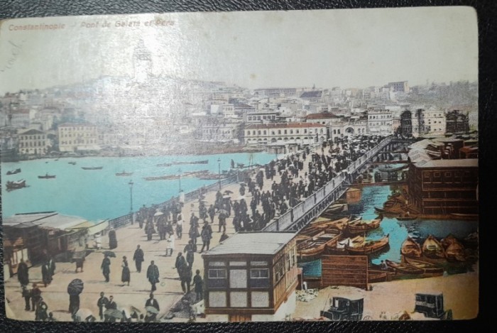 Carte postala, Constantinopole, Pond de Galata et Pera, color