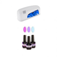 Kit de testare pastel mic - sistem UV/LED, 3X15ml + lampa UV cu un bec foto