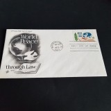 Plic Istoric . Pacea Mondială prin Lege. Prima Zi de Emisiune SUA 1975-FDC-, America de Nord