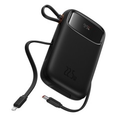 Acumulator Extern 2x Lightning, 3x Type-C, 2x USB, 22.5W, 10000mAh + Cablu Type-C, 30cm - Baseus Qpow Pro+ (P10055003113-00) - Black