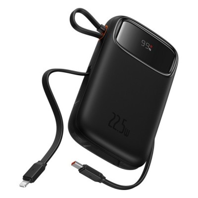 Acumulator Extern 2x Lightning, 3x Type-C, 2x USB, 22.5W, 10000mAh + Cablu Type-C, 30cm - Baseus Qpow Pro+ (P10055003113-00) - Black foto