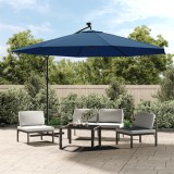 vidaXL Umbrelă &icirc;n consolă de grădină cu LED-uri, albastru azur, 350 cm