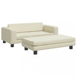 Cumpara ieftin Pat pentru caini cu extensie, crem, 100x50x30 cm, piele eco