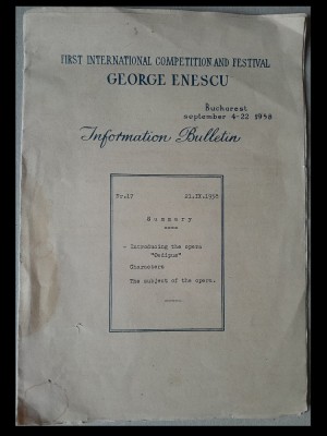 Buletin informativ festivalul international George Enescu nr 17 din 21 IX 1958 foto