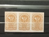 Banda 3 Timbre Austria Deutsch&ouml;sterreich 1919 Goarna Poștală 15 Heller Neperforat Nestampilat - A005