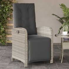 vidaXL Scaun grădină rabatabil suport picioare, gri deschis, poliratan 365190