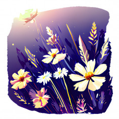 Sticker decorativ, Flori, Multicolor, 61 cm, 10272ST