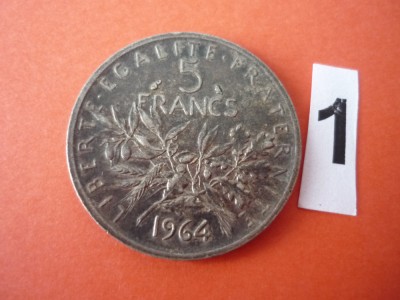 5 FRANCI 1964 ARGINT ***** foto