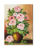 Cumpara ieftin Tablou pictat manual, Vaza cu trandafiri, 50x35cm pictura ulei pe panza