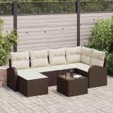 Cumpara ieftin Set de canapele pentru grădină cu pernă 7 pcs Maro Rattan poli