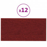 Panouri de perete 12 buc. roșu vin 30x15 cm textil 0,54 m&sup2;