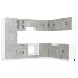 Set dulapuri de bucatarie 14 piese &bdquo;Kalmar&rdquo; gri beton Lemn