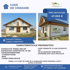 Casă &icirc;n construcție de v&acirc;nzare &ndash; Comuna Ciobanu, Jud. Constanța