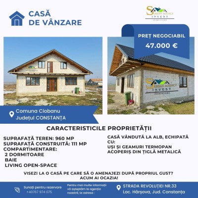 Casă &amp;icirc;n construcție de v&amp;acirc;nzare &amp;ndash; Comuna Ciobanu, Jud. Constanța foto