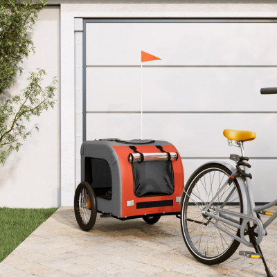 vidaXL Remorcă bicicletă de animale, portocaliu/gri textil oxford/fier foto