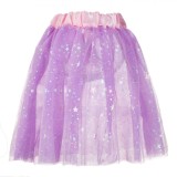 Fusta Tutu Copii Lila cu Stele Holografice, Tul &amp; Satin Roz, 3-5 Ani, One Size