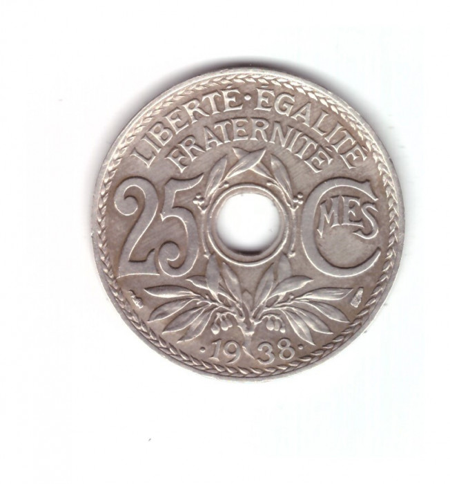 Moneda Franta 25 centimes 1938, stare foarte buna, curata