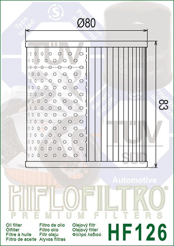 Filtru Ulei Hiflofiltro Kawasaki HF126 OEM 16099-002 Cod Produs: MX_NEW HF126