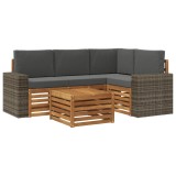 vidaXL Set de canapele de exterior 5 pcs Natural și Antracit 3384338
