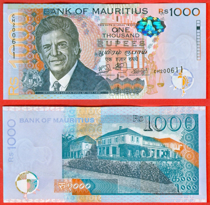 MAURITIUS █ bancnota █ 1000 Rupees █ 2022 █ P-63f █ UNC █ necirculata