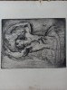 DEAK ION, gravura, 1961, OMUL SI CALUL, Animale, Carbune, Abstract