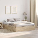 Cumpara ieftin Cadru de pat cu depozitare cu usa Stejar Sonoma 150 x 200 cm