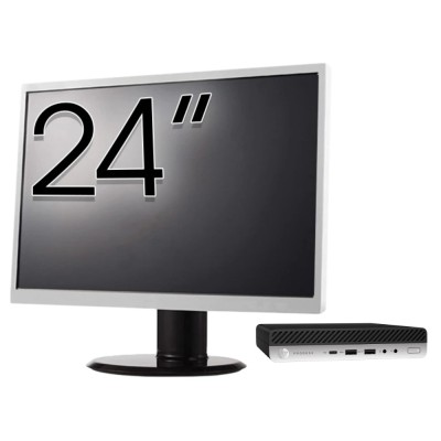Pachet Calculator Second Hand HP ProDesk 400 G5 Mini PC, Intel Core i5-9500T 2.20 - 3.70GHz, 8GB DDR4, 256GB SSD + Monitor 24&amp;amp;quot; NewTechnology Medi foto