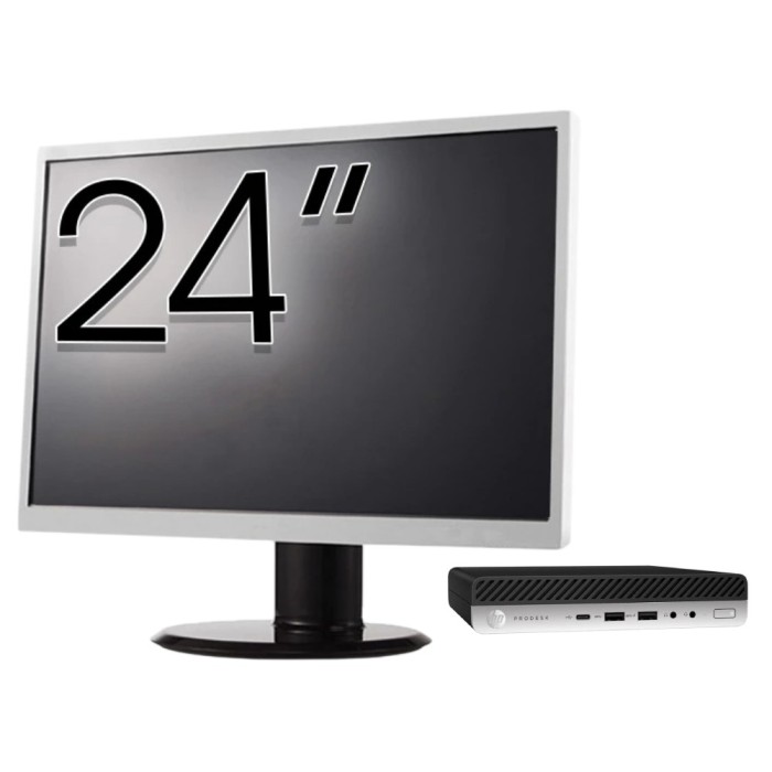 Pachet Calculator Second Hand HP ProDesk 400 G5 Mini PC, Intel Core i5-9500T 2.20 - 3.70GHz, 8GB DDR4, 256GB SSD + Monitor 24&amp;quot; NewTechnology Medi