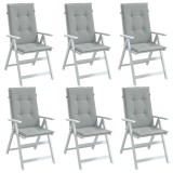 Perne scaun cu spătar &icirc;nalt 6 buc. melanj gri 120x50x4cm textil