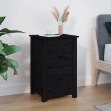 Cumpara ieftin Noptieră, negru, 40x35x61,5 cm, lemn masiv de pin