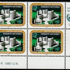 Natiunile Unite Vienna 1987-Sediul UN,Viena,bloc 4 timbre,dantelate,MNH,Mi.73