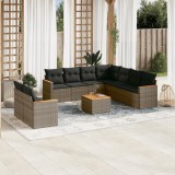 VidaXL Set mobilier de grădină cu perne, 10 piese, gri, poliratan