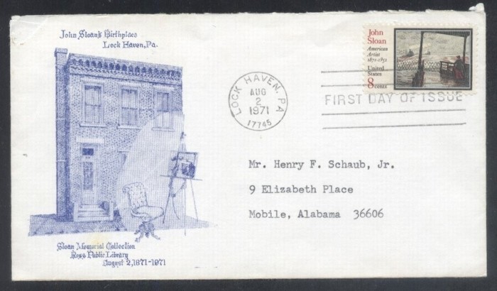 United States 1971 Sloan painting FDC K.673